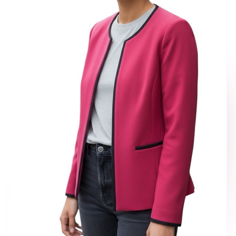 Jones Studio Pink & Black Open Front Blazer(Size 12P)